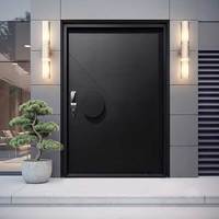 Porte d'entrée extérieure en aluminium au design chinois moderne avec fonction antivol, porte de sécurité en polymère pour usage extérieur