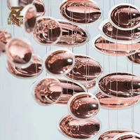 Lustres décoratifs de luxe modernes en forme d'œuf, personnalisés FireLux pour grands projets, halls de villas et hôtels