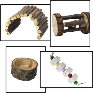 Plateforme d'activités en bois naturel pour hamsters et gerbilles, système <span class=keywords><strong>de</strong></span> gymnastique pour souris, accessoires <span class=keywords><strong>de</strong></span> cage d'exercice pour hamsters syriens - Product Image 5