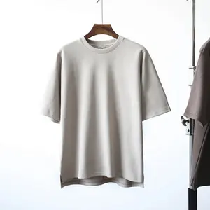 Kaus Longgar Ukuran Besar Hip Hop Kaus Logo Merek Kustom untuk Pria Kaus Putih Bahan Katun 100%