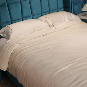 Nordic Style Bamboo Fiber Four Piece Bed Sheet Set 1.8m Cooling Solid Color Duvet Cover Pillowcase Set Summer <b>Bedding</b> - Product Image 1