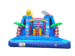 Toboggan aquatique Sea World, château gonflable, piscine gonflable, château gonflable avec toboggan, toboggan aquatique gonflable commercial - Product Image 1