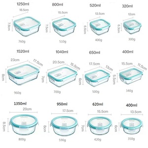 Eco Friendly Portable Leakproof Bento Lunch Box Dishwasher and Microwave Oven <strong>Safe</strong> Glass Food Container C-3232