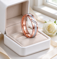 Bague en acier tungstène noir POYA 6MM avec incrustation de pierre naturelle pour homme, cadeau de festival, cadeau de fiançailles pour les amoureux