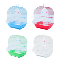 Cage à oiseaux compacte, petite cage en fil métallique pour perruche, canari, pinson, habitat d'intérieur sur bureau avec boîte à nourriture