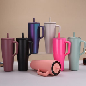 DD3734 Tazza da Viaggio Isolata in Acciaio Inox da 40oz, <span class=keywords><strong>Thermos</strong></span> Sottovuoto 100% Antigoccia con Manico <span class=keywords><strong>per</strong></span> Caffè Caldo e Freddo - Product Image 1