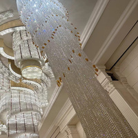 Lustre en cristal à longues brins, luminaire suspendu vertical personnalisé pour villa, escalier, plafond haut, hall d'hôtel