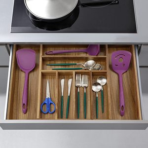 Acacia argenteria cassetto organizzatore posate utensili da cucina regolabili <span class=keywords><strong>cassetti</strong></span> organizzatori accessori da cucina espandibili organizzare - Product Image 3
