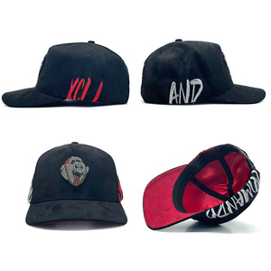 Özel Tasarım Rhinestone İşlemeli 5 Panel A-Frame Siyah Kavisli Siperlikli Kişiselleştirilmiş Süet Beyzbol Şapkası Nakış Logolu - Product Image 3