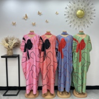 Jupe longue africaine Kafotan pour femmes avec imprimé lignes abstraites, style abaya ample et longue, accompagnée d'un foulard, robe africaine grande taille