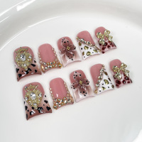 Faux ongles à presser faits main de style INS, longueur moyenne, de luxe, réutilisables, vente en gros