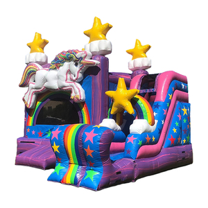 Надувной батут-горка «Радужный единорог» для девочек, розовый, с защитой от УФ-излучения и водонепроницаемостью, новый дизайн - Product Image 1