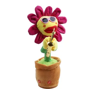 Mainan Rekaman Waktu perut Audio meniru mainan bicara ulang menari bayi Mimis bunga matahari