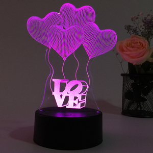 Lampada da Tavolo LED 3D a Forma di <span class=keywords><strong>Cuore</strong></span>, Luce Notturna Creativa per Bambini, Illusione Olografica, 7 Colori, USB, per Camera da Letto e Soggiorno - Product Image 4