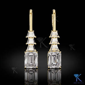 Boucles d'oreilles pendantes à plusieurs niveaux en diamant CVD de laboratoire taille brillant, or massif 14 carats, certifiées IGI, bijoux de luxe pour femme, mariage, mariée - Product Image 1