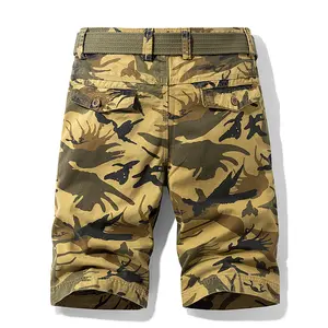 Pantaloni corti tattici impermeabili da uomo stile verde militare pantaloncini Cargo mimetici da uomo Cool pantaloncini attillati da uomo tessuto 100% cotone