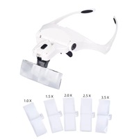 LED Head Magnifier Hands Free Headband Magnifying Glasses Lenses with Led Lights Jeweler's Loupe Light Headband Tattoo Glass