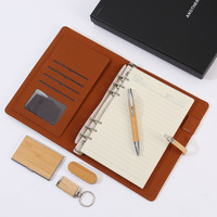 Ensemble de cahiers d'affaires en bois de bambou bloc-notes cadeau souvenir carnet de notes couleur bois pur cadeau d'affaires ensemble promotionnel