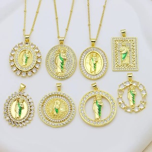 LS-D1142 Collar de Joyería con Colgante de Zirconia de la Virgen María y San Judas, Laminado, de Venta Caliente, para Mujer - Product Image 1
