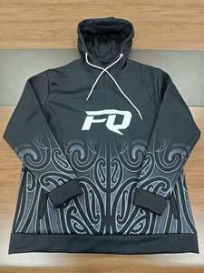 मूरी टैटू के साथ शुद्ध कस्टम क्वार्टर जिप हूडी टैटू पुरुषों के ढीले फिट लंबे आस्तीन पॉलिनेशियन रग्बी हुड स्वेटशर्ट - Product Image 2