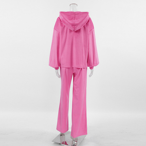 <b>Women</b> Velvet Two Piece <b>Set</b> Long Sleeve <b>Blazer</b> Wide Leg Pants Loose Fit Casual All Seasons Solid Color Outfit - Product Image 6