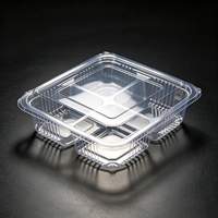 Boîte à quatre compartiments personnalisée de qualité alimentaire, plateau en plastique transparent à cloisons, conteneur jetable séparé pour pâtisserie, emballage individuel