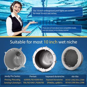 Luces LED Sumergibles para Piscina Blove Dolphin de 10 Pulgadas, IP68, Resistentes al Agua, ABS, para Piscinas, CA 120V, Cable de 100 Pies - Product Image 3