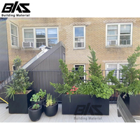 Jardinière rectangulaire en aluminium décorative pour l'extérieur, avec grain de bois, écran de confidentialité, maison, balcon, bricolage
