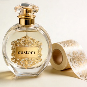 สติกเกอร์กันน้ำพิมพ์โลโก้สีทองแบบกำหนดเอง ฉลากกาวติดขวดโลหะสำหรับบรรจุภัณฑ์เครื่องสำอางและน้ำหอม - Product Image 2