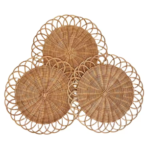 Haute qualité à la main en osier naturel rotin armure décoration fleur plaque motif napperon vente en gros maison ornement fait - Product Image 1