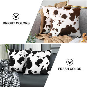 Housse de coussin en fausse <span class=keywords><strong>fourrure</strong></span> motif vache, coussin de canapé en peluche, léger, doux, coussin antidérapant, décoration de salon, chambre à coucher, bureau - Product Image 3