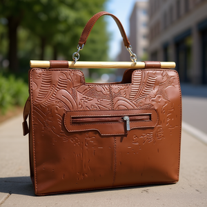 Borsa Tote Fana Teresita Chedrn in Pelle Bovina Fatta a Mano, Casual, a Tracolla con Decorazione a Catena, Manico Singolo, Chiusura con Cerniera, Borsa da Donna - Product Image 2