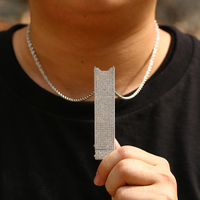 Pendentif briquet hip-hop chrétien plaqué or 18 carats en alliage de cuivre avec zircon, collier et pendentif pour homme