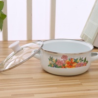 Ensemble de casseroles classiques pour la cuisine à domicile avec logo personnalisé, portable, à double poignée, en émail antiadhésif, en métal durable