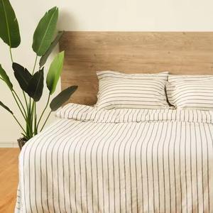 Ensemble de literie minimaliste pour la maison, toutes saisons, 100% coton, comprenant drap plat et housse de couette, literie universelle - Product Image 1