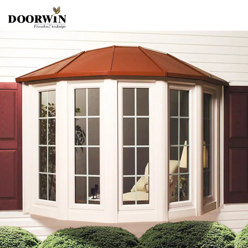 Doorwin residenziale dimensioni Standard griglie Design 2 Fixed Low E Fiberglass wood Bay Bow Window