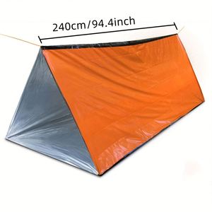 Abri de survie Wokedo Orange, tente tubulaire d'urgence, matériau PE, imperméable, toutes saisons, 240x150cm - Product Image 4