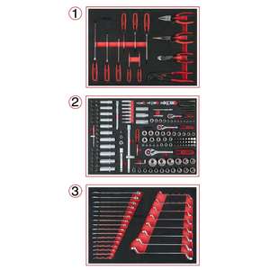 KS TOOLS Set of universal system <b>inserts</b> for 3 <b>drawers</b> with 215 premium tools - Product Image 1