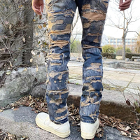 Jeans pour hommes DiZNEW, personnalisation personnalisée, jeans déchirés et à aiguilles désordonnées, jeans délavés