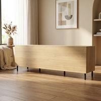 Meuble TV en bois sur mesure haut de gamme, style moderne minimaliste, console de salon