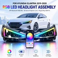 RGB LED-Scheinwerfer-Set für Hyundai Elantra 2019-2020 Bluetooth APP DRL Bi-Xenon-Projektor Dynamischer Blinker Autobeleuchtung
