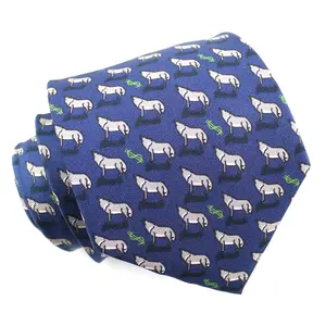 Dasi kustom baru pria grosir Tiongkok menyesuaikan cetak Digital Anda sendiri 100% dasi leher pria sutra Serigala dengan binatang cetak