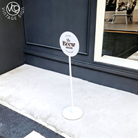 Support de signalisation métallique rond personnalisé avec logo, impression UV, 95 cm, pour café, restaurant, boulangerie, bar, mariage, publicité extérieure
