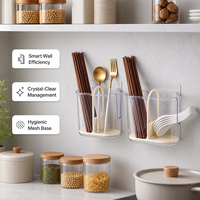 Boîte de rangement authentique pour baguettes, petite, de qualité alimentaire, pour cuisine domestique, support mural en plastique pour vaisselle avec drainage