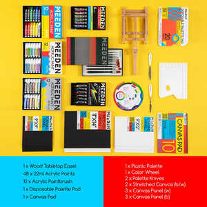 Meeden Acryl Schilderij Set Met Tekening Ezel Penselen Palet Canvas Paneel Accessoires Voor Kunstenaar - Product Image 4