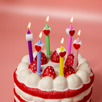 Bougies d'anniversaire colorées en forme de cœur avec supports, décorations de gâteau pour les anniversaires et les célébrations des enfants