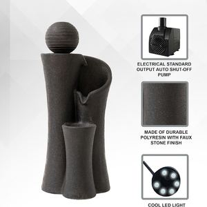 Elektrikli Işıklı Taşınabilir Dış Mekan Fiberglas Reçine Art Deco Modern Dekorasyon Yer Tipi Kuş Banyosu Bahçe Su Çeşmesi - Product Image 5