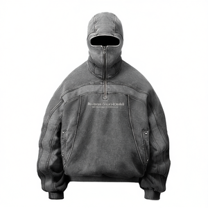 Sudadera con capucha para hombre, al por mayor, OEM, vintage, de corte regular, manga regular, de peso pesado, con cremallera completa, estampada, bordada y transpirable - Product Image 1