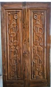 Porte d'entrée double en teck sculpté de qualité supérieure pour temple, usage religieux ou pour villas et complexes hôteliers, disponible au prix d'exportation - Product Image 3
