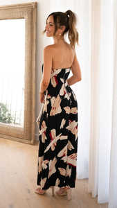 Combinaisons sans bretelles pour femmes habillées été pantalons à jambes larges à la mode imprimé affaires décontracté ceinturé barboteuses formelles en gros - Product Image 3